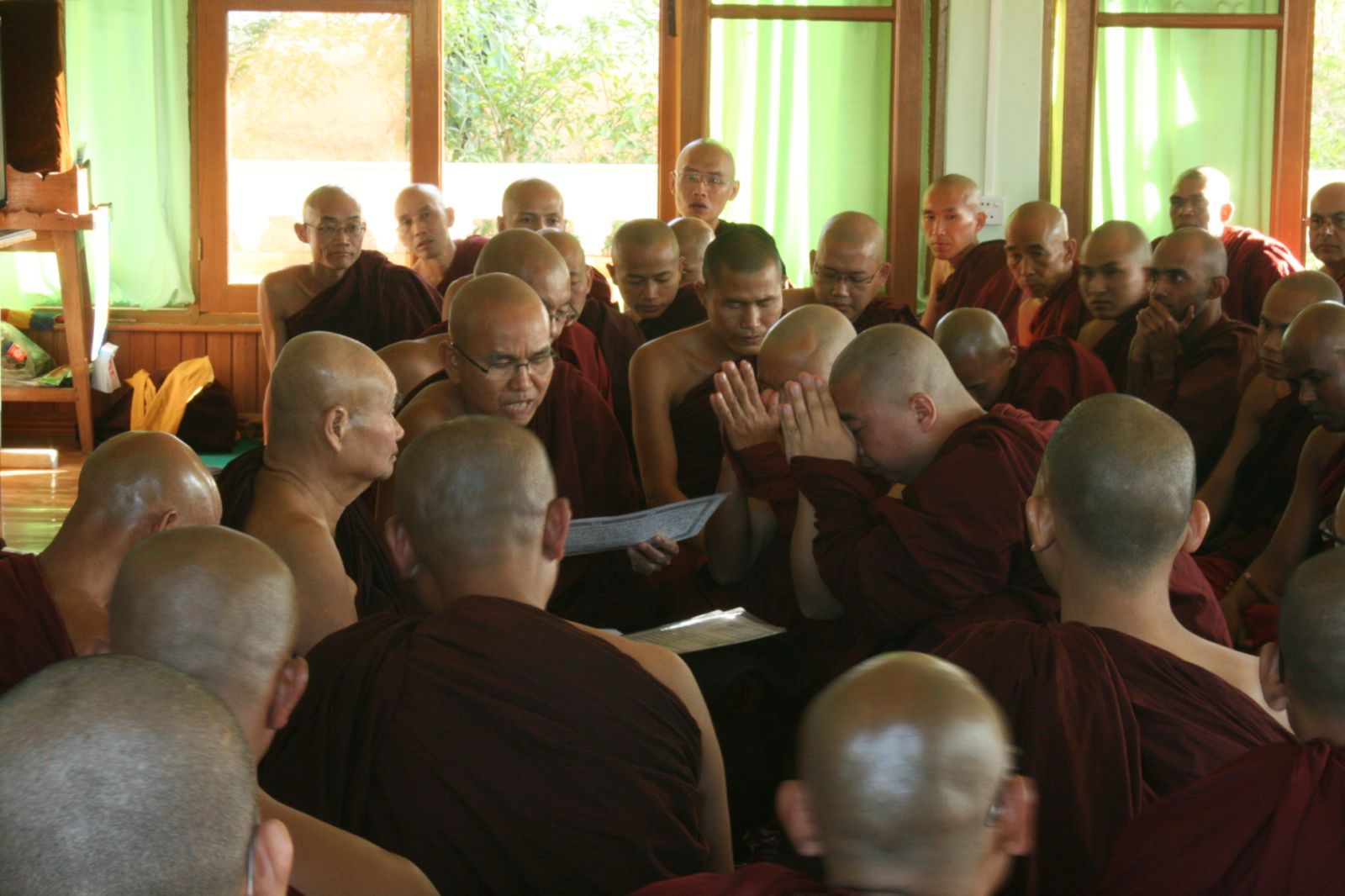 Monks meditating